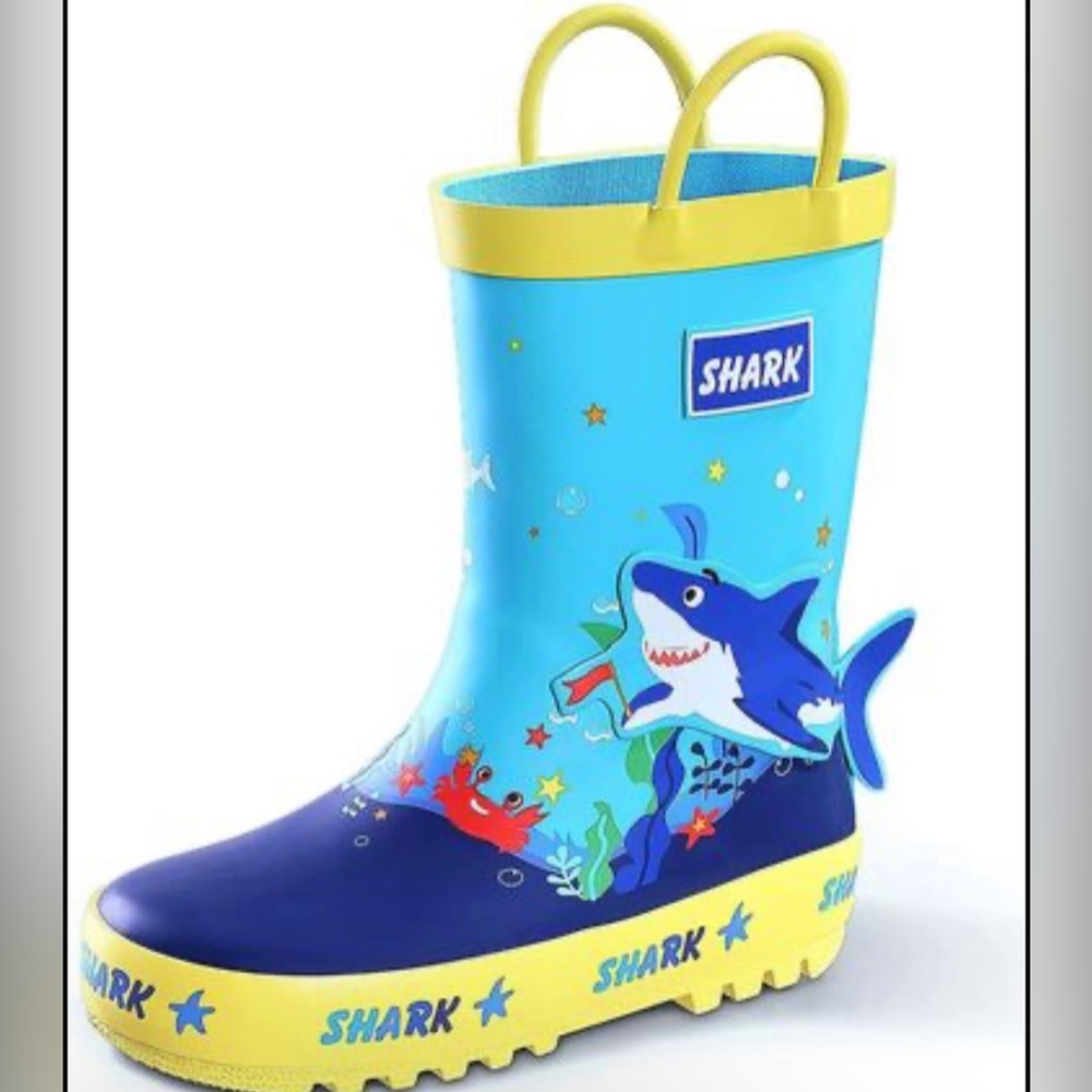 Kids shark rain boots